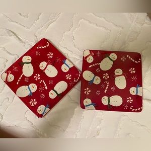 Sonoma Peppermint Lane ceramic square plates / Trays. Two included.